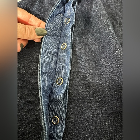 ASOS Back Cutout Dark Wash Blue Denim Jumpsuit Collared Sleeveless size 10 - Picture 15 of 16